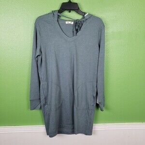 Max Studio Light Blue Pullover Hooded Lightweight Long Sleeve Sweater Dress XS